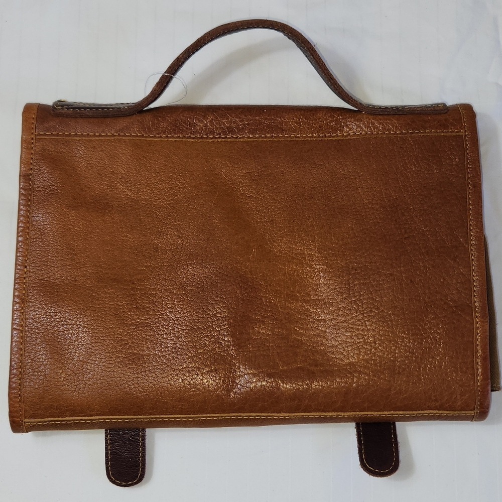 KomalC Elegant Tan Buffalo Leather Travel Dopp Kit Bag Unisex. - Picture 6 of 11